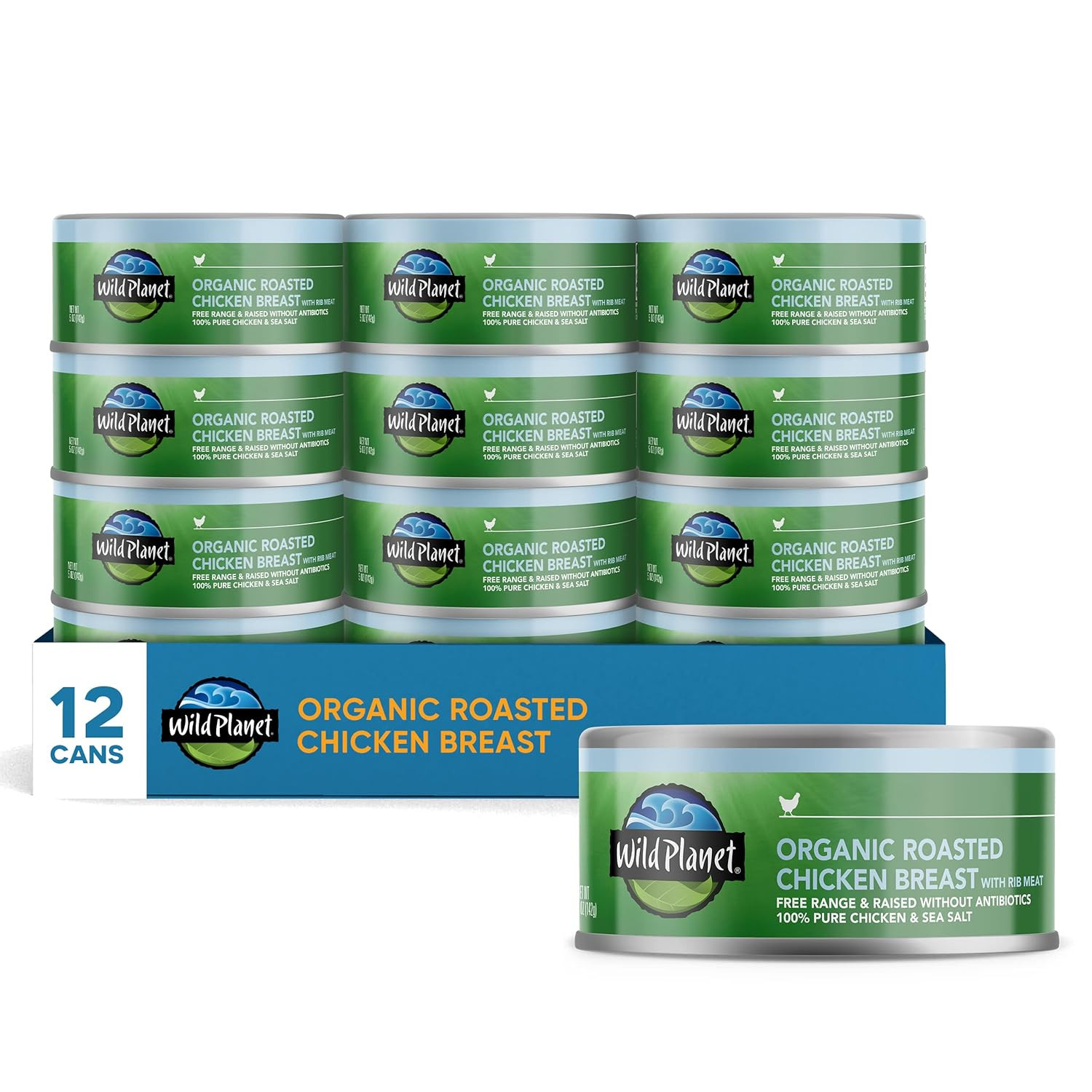 Organic Roasted Chicken Breast with Rib Meat, Skinless and Boneless, Sea Salt, F