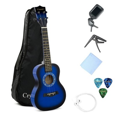 23'' Konzert Anfänger Ukulele mit Filz Plektrum & Ersatzsaiten - blau
