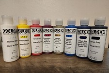 8 Golden Fluid Acrylic 4oz Paint Lot