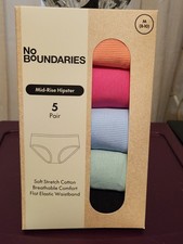 No Boundaries Women's Mid Rise Hipster Underwear Panties Cotton 5 Pair Sz M/8-10