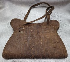 Antique 1920s Art Nouveau Tooled Leather Floral Vine Ivy Purse Handbag