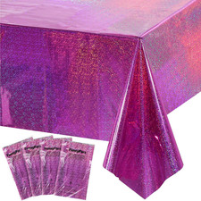 4 Iridescence Plastic Tablecloths Shiny Disposable Laser Rectangle Table Covers