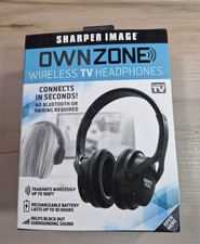 Sharper Image OwnZone Wireless TV Headphones 2.4GHz Rechargeable Black