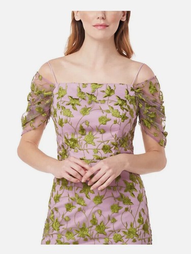 JS Collections Lavender Green Embroidered Mesh Overlay Gown Floral Sz 6 NWT - Picture 3 of 18