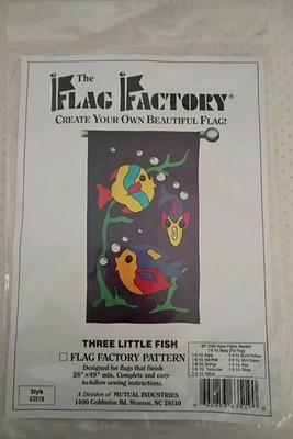 Vtg.The Flag Factory Create Your Own Garden Flag Three Little Fish Pattern NIP