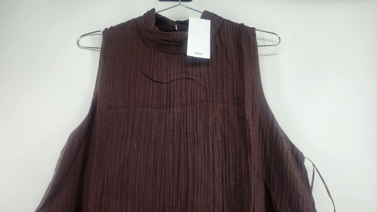 Mango MNG Womens XL Chocolate Halter Neck Lyocell Dress NWT A Line thumbnail 3