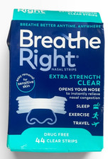 Breathe Right Extra Strength for Sensitive Skin 44 Clear Strips, Exp 9/30