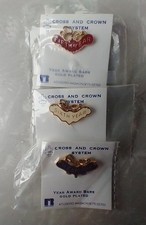 Cross and Crown Pins Gold Plated NOC New Year Award Bars 5th 6th 7th
