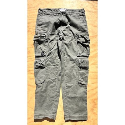 Topman Mens Olive Green Cargo Pants Multi Pocket Utility Trousers W34 L30
