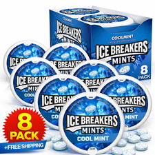 ICE BREAKERS Sugar Free Mints, Coolmint, 1.5 Ounce Pack of 8