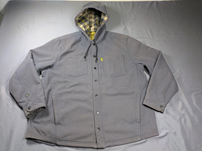 #ad Dewalt Jacket Men XL Gray Hooded Blanket Plaid Lined Detroit Workwear Snap Front $42.99