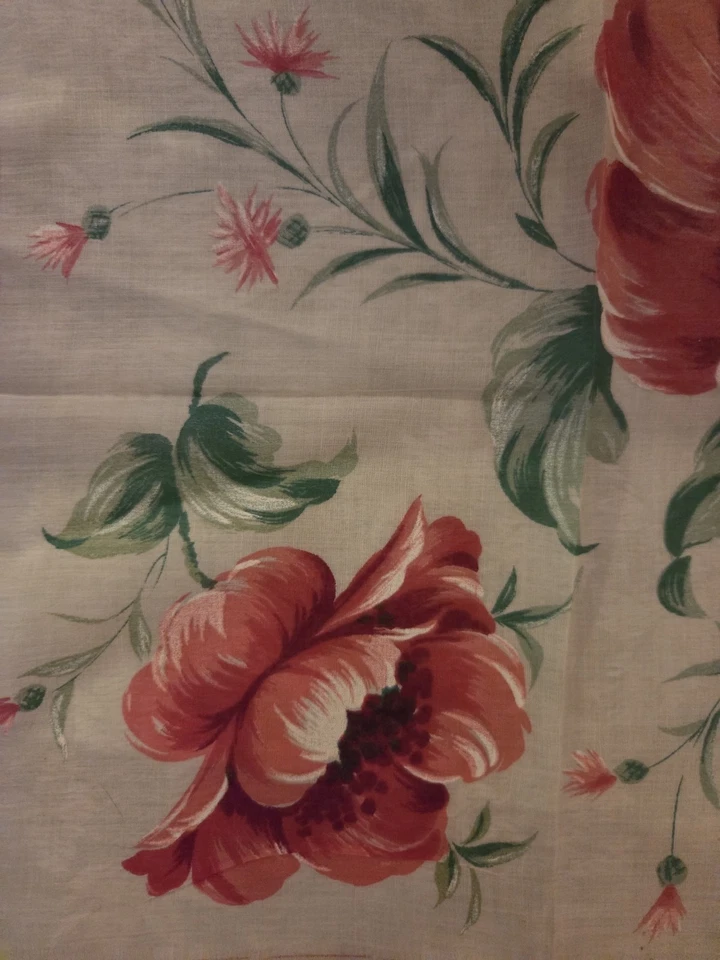 large Red Flowers On White Handkerchief - Image 2 of 2