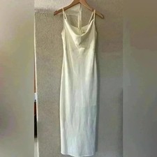 BHLDN Anthropologie Off White Cream Cowl Neck Slip Dress Size 2 w/ Slip