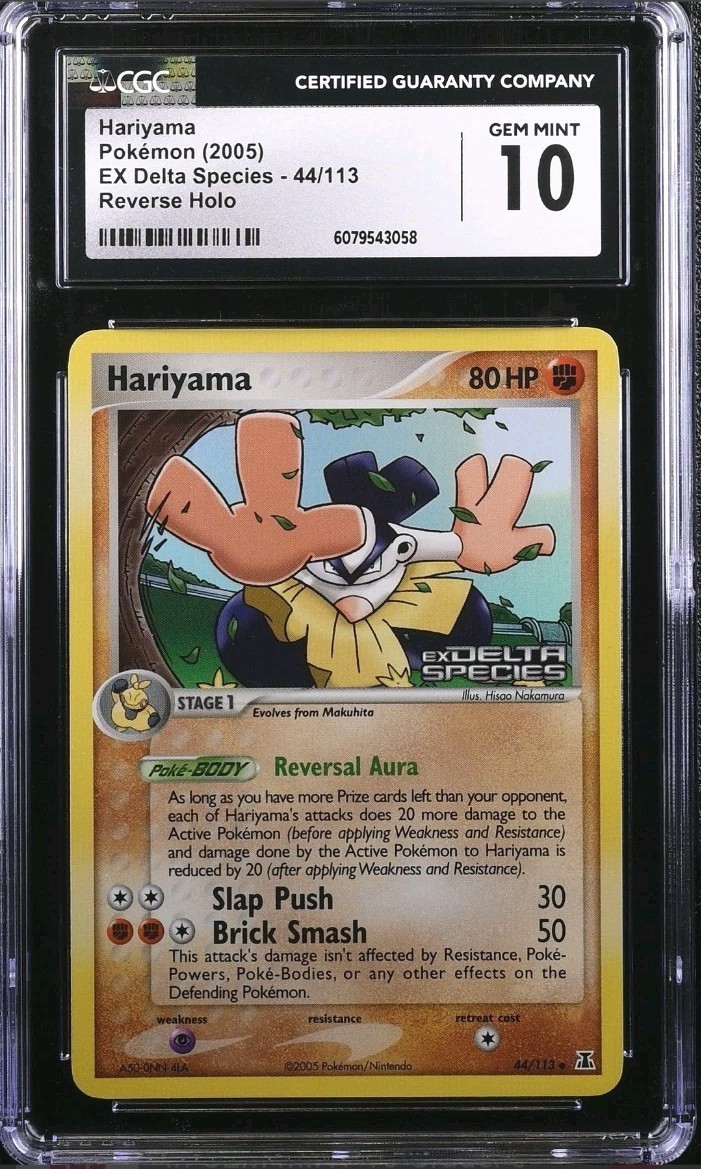 Pokemon Ex Delta Species Hariyama 44/113 Reverse Holo Stamped CGC 10 GEM MINT