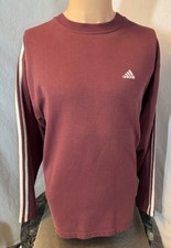 Vintage Adidas 3-Stripe Crewneck Fleece Pullover Sweatshirt Red Men's Large L