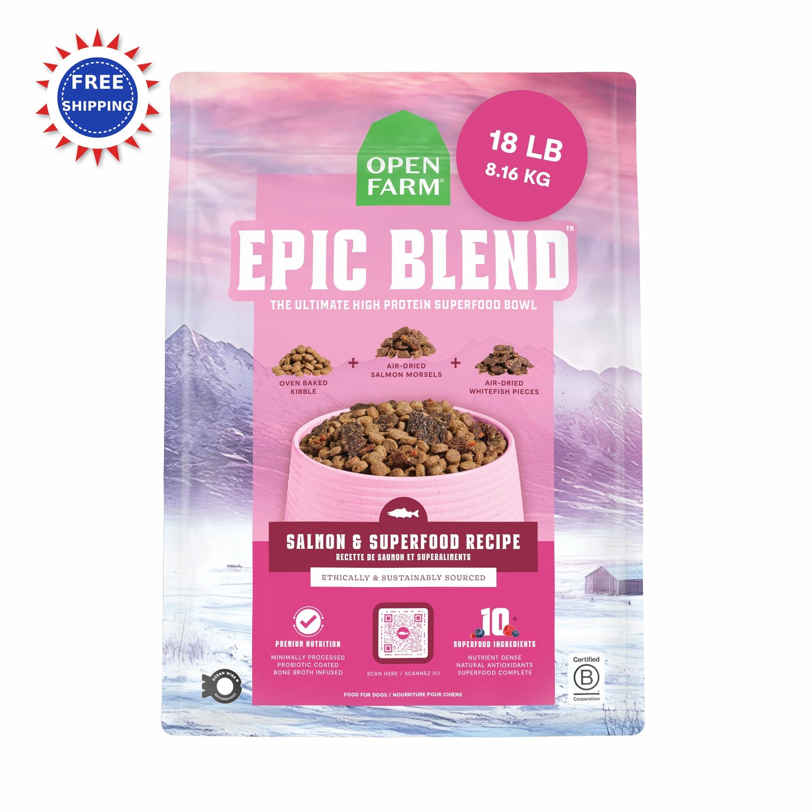 18lb High Protein Dry Salmon Superfood Probiotic Bone Broth 