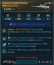 Borderlands 4 OP⭐CATCHY  EXTOLLED ROOKER SNIPER⭐JAKOBS⭐TORGUE IMPACT⭐121% CRIT