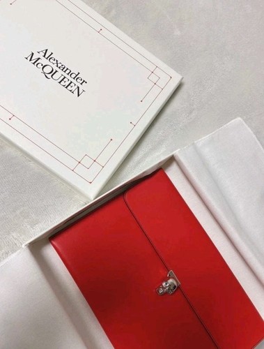 Alexander McQueen Scull Soft Leather Clutch Bag Red Used Mint Very Rare