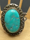 Vintage Native American 925 Sterling Silver Turquoise Ring