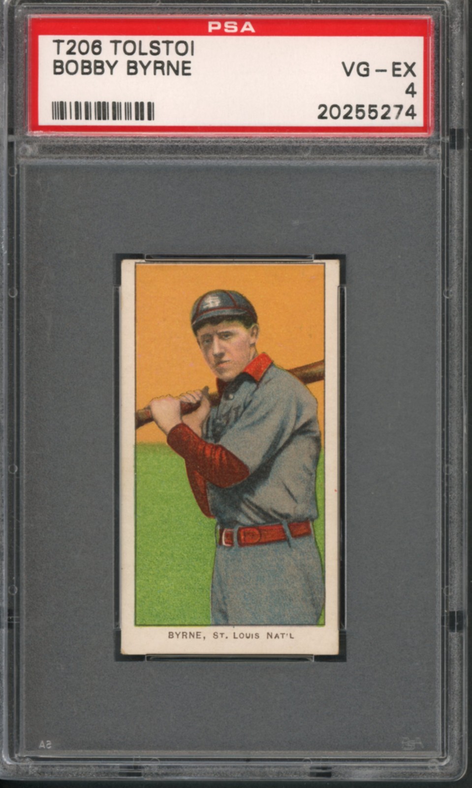 1909-11 T206 Bobby Byrne Tolstoi PSA 4, Pop 1, Only 1 Higher