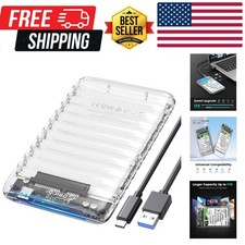 2.5 inch Hard Drive Enclosure to SATA III 5Gbps Clear External Hard Drive Cas...