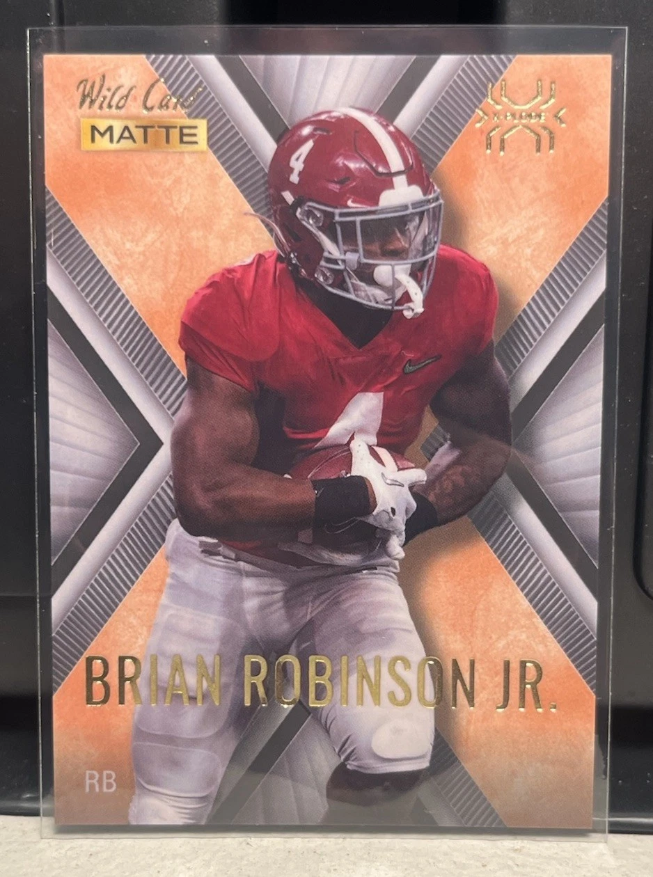 Brian Robinson Jr. Wild Card Matte Black Draft Pick Weekend Warrior #5 Crimson Frame-Orange