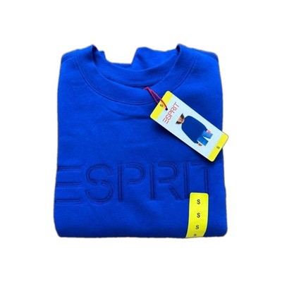 New Esprit Logo Fleece Crewneck Sweatshirt Blue Viral 80's Small NWT Small