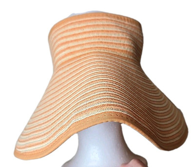 Scala Collezione Striped Floppy Sun Hat Orange Yellow Wide Brim One Size Scala Collezione Floppy Bucket Hat Yellow Canvas Beach Sun  main image 4