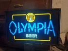 Vintage 1980s Olympia Beer Lighted Advertising Sign Plastic Works Man Cave Decor