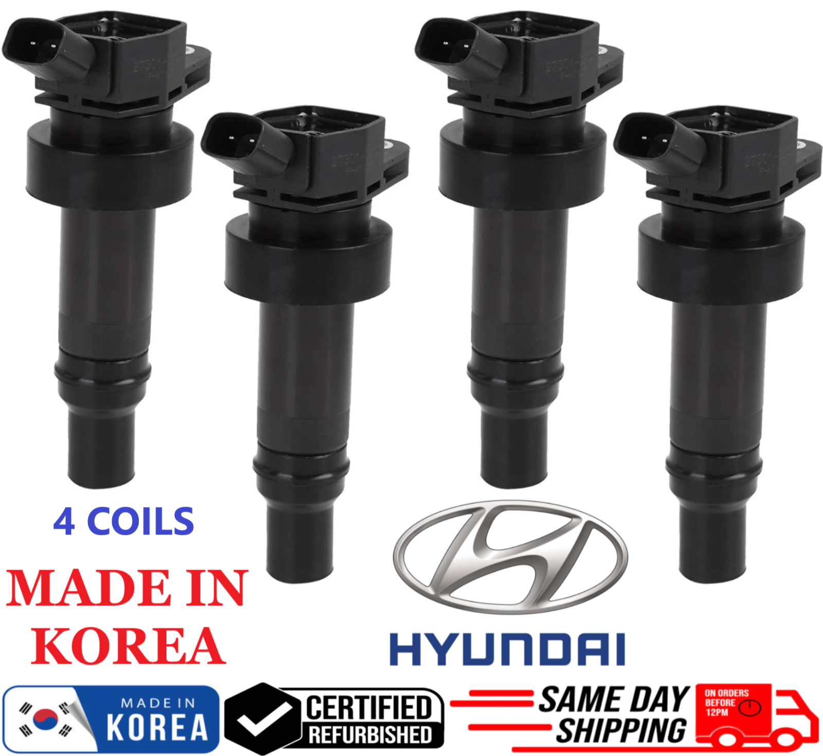 4 GENUINE Ignition Coils For 2013-2019 Hyundai & Kia 1.6L I4, 27301-2B100, OEM