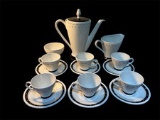 Retro Burleighware (Burgess & Leigh) Kształt „Edinburgh” Czarno-biały zestaw do kawy