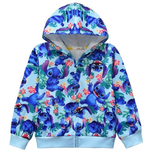 Jacket Comfy Boys Girls Sweatshirt Tops Zip Hoodie Hooded Stitch Casual Kids - Picture 8 of 13