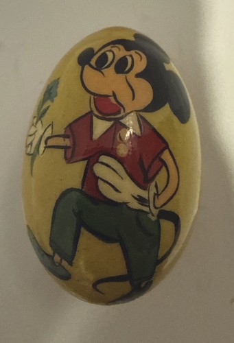 EXTREMELY RARE Vintage Hand Painted Mickey Mouse Easter Egg 2.5” Disney (Glare)
