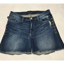 Rock Republic Bumbershoot Distressed Studded Denim Shorts Dark Wash Womens 10