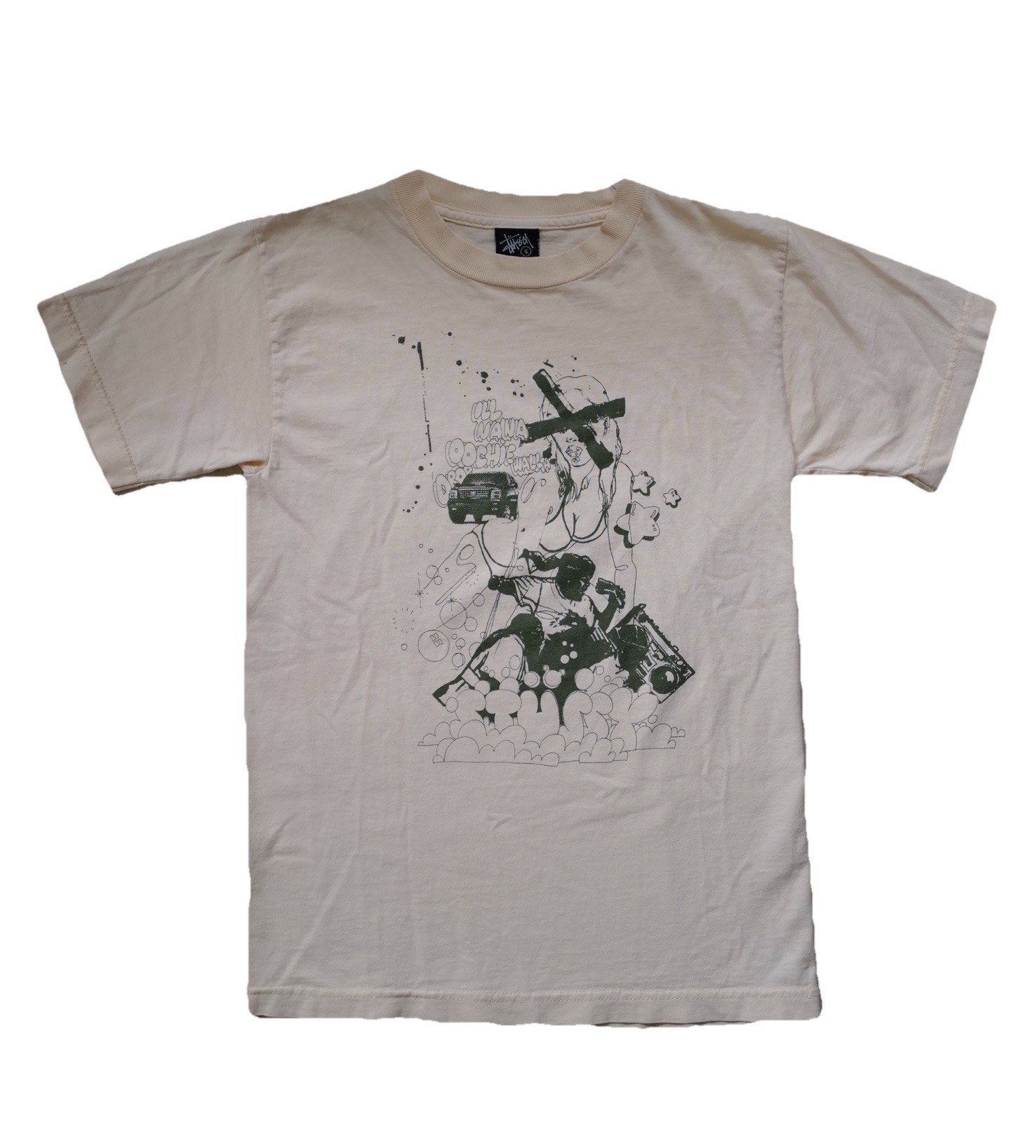 90s Vintage Stussy Skate Tee Y2K Grunge Small USA Bird House Graphic