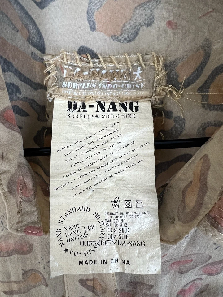 Top túnica de seda Da-Nang talla M estampado animal safari leopardo transparente festival boho Y2K Foto 3 de 4