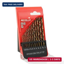 BECOLLO 13PCS 1/16"-1/4" Cobalt Drill Bit Set, M35 Jobber Length 13pcs.set