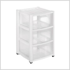MOBILE CASSETTIERA PLASTICA 3 CASSETTI BIANCO TRASPARENTE 40x38x59 cm
