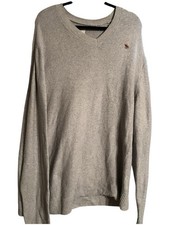 Abercrombie & Fitch Mens Gray V-Neck Knit Pul...