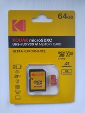 KODAK microSDXC UHS-I U3 V30 A1 MEMORY CARD 64GB CLASS 10 ULTRA HD