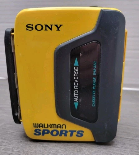Vintage Sony WM-A53 Walkman Sports Yellow Cassette Player Tested Works