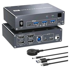 KVM Switch 2 Monitors for 1 Laptop and 1 Desktop 4K 60Hz, USB C HDMI Dual Mon...
