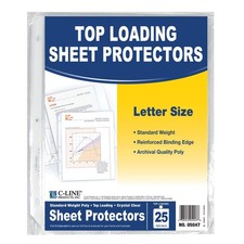 C-Line Top Loading Standard Weight Poly Sheet Protectors, Clear, 8.5 x 11 Inches