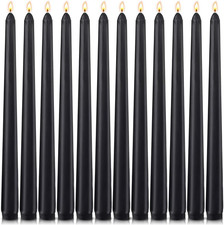 12-Pack 10 Inch Unscented Black Smooth Taper Candles