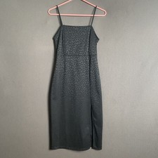 Zara Dress Womens Small Black Side Leg Slit Detail Spaghetti Strap LBD Minimal