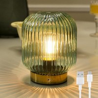 Tischlampe Kabellos Aufladbar GrüNe Glas Nachttischlampe FüR Schlafzimmer