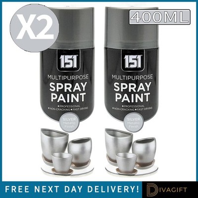 2 x SILBER METALLIC LACK SPRAY 400ML AEROSOL FÜR KUNSTSTOFF HOLZ METALL AUTO NEU