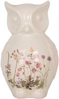 Deko-Eule Keramik Floral GläNzend 14X13X22 Cm Beige Rosa Clayre & Eef