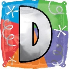 Designer Square Letter Balloon "D" Square Shape 18" Foil Balloon Packaged 