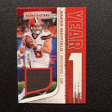2018 Rookies & Stars Year 1 Rookie Jersey Baker Mayfield Browns Rookie Card. rookie card picture
